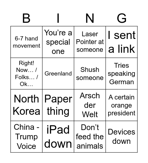 Mr Maguire Bingo Card