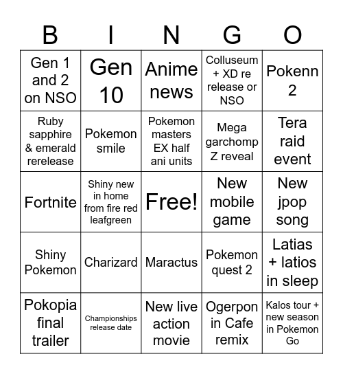 Untitled Bingo Card