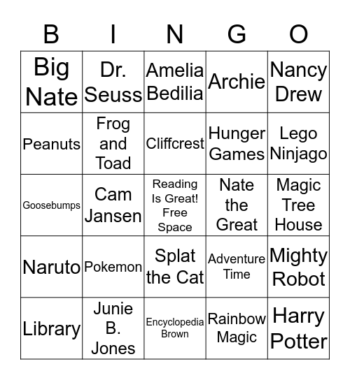 Family Literacy Bingo Card