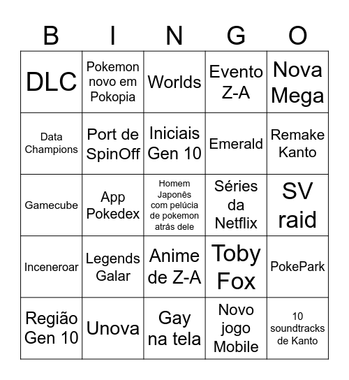 Pokemon Presents 2026 Bingo Card