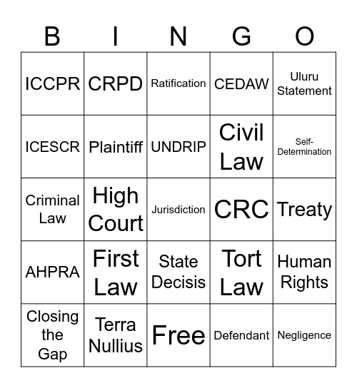 week 1 bingo Card