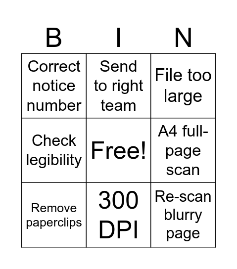 Scanning Bingo Card