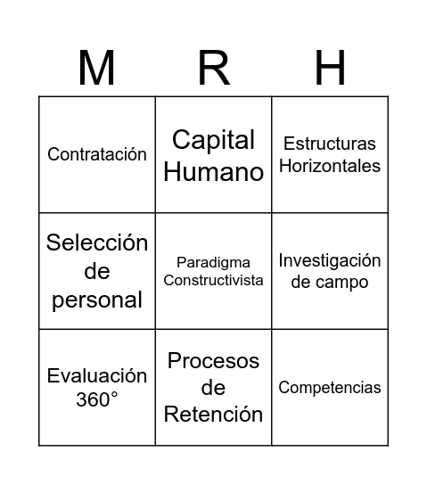 Bingo de Conceptos Estratégicos Bingo Card