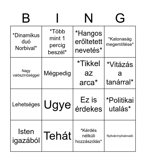 Keve Bingo Card