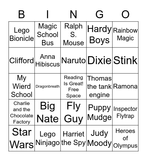 Family Literacy Bingo Card