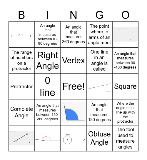 Angles Bingo Card