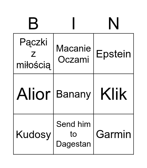 Bingo Marcina Bingo Card
