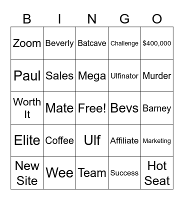 Wayne's Words - London Event Bingo Card