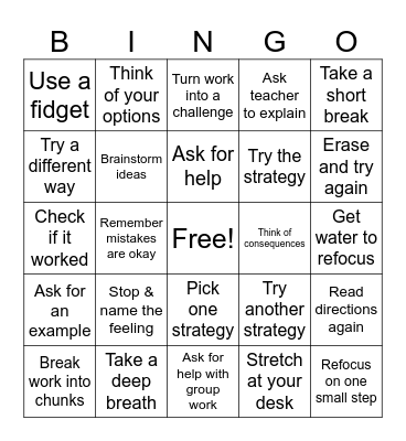Problem Solving Steps Bingo Card