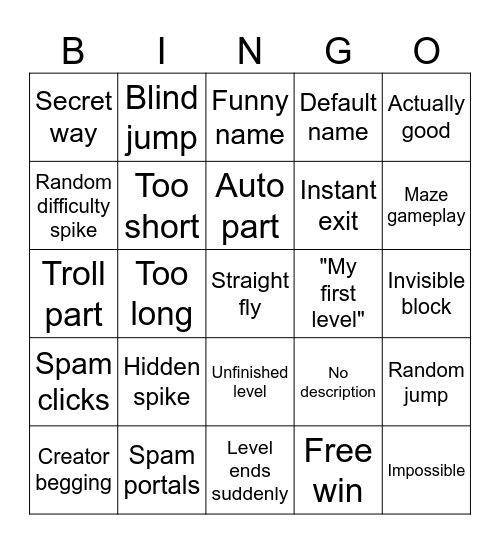 GD RECENT TAB CHALLENGE Bingo Card