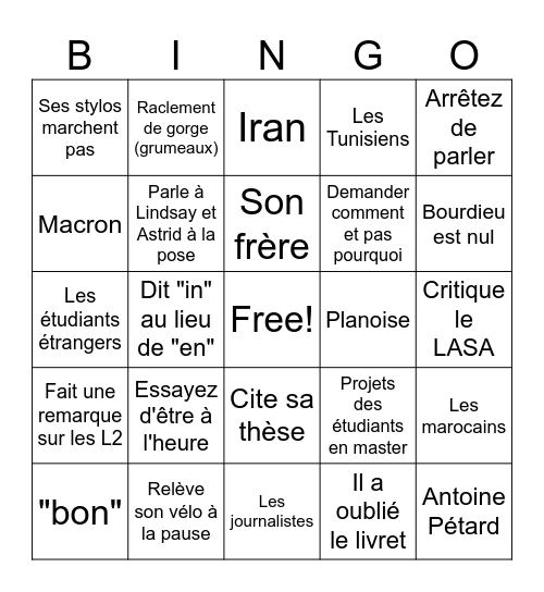 Bingo Laffort Bingo Card