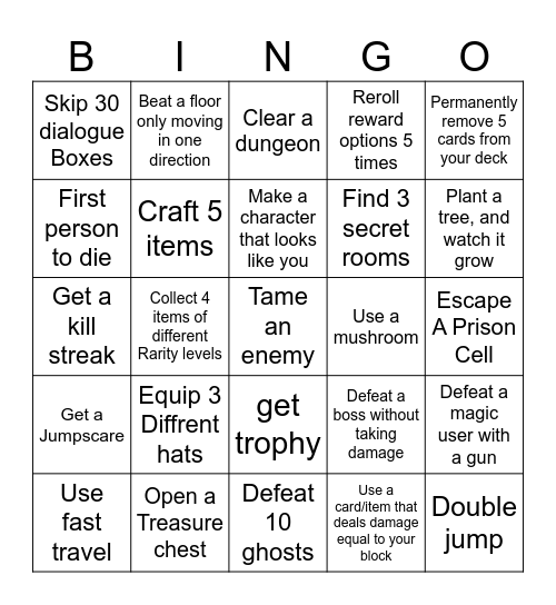 Roguelike Lockout Bingo Card