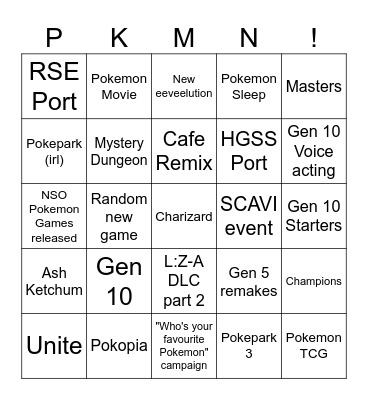 PKMN Presents 2026 Bingo Card