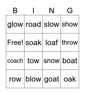 ow and oa BINGO Card