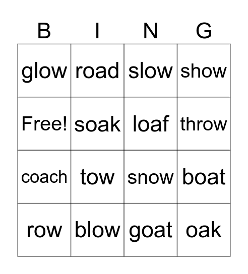 ow and oa BINGO Card