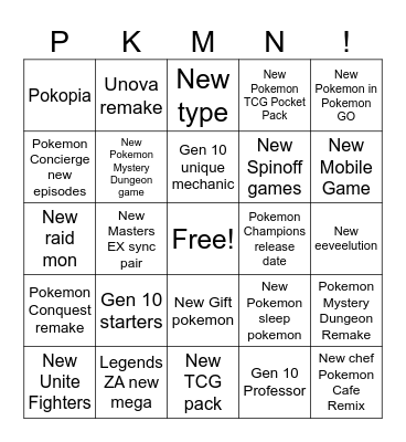 Pokemon Presents Feb 2026 Bingo Card