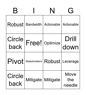 Lingo Bingo Card