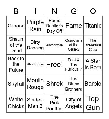 Soundtrack Videos Bingo Card
