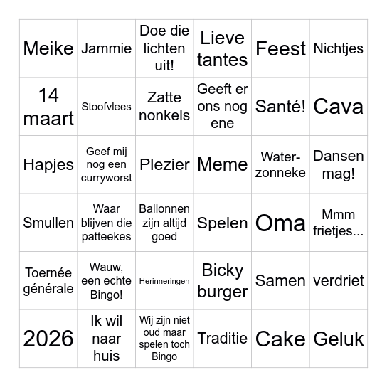 DE 2de ECHTE GROTE HEYSTIM BINGO Card