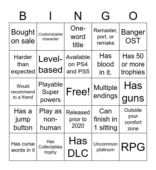 March Platinum Bingo Card