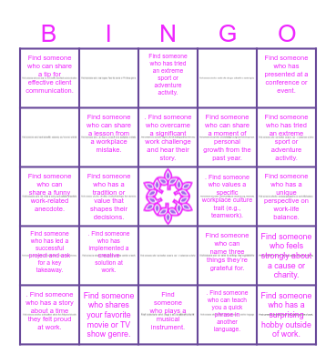 Section 1 Bingo Card