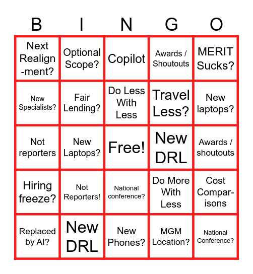 RD Chat Bingo Card
