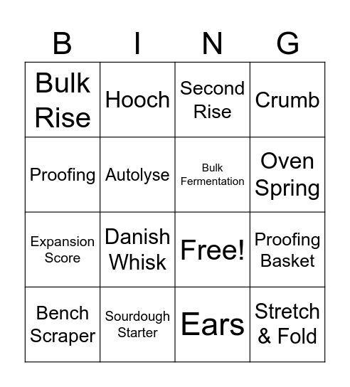 Sourdough BINGO Card