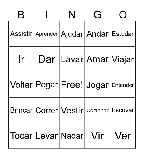VERBOS BINGO Card
