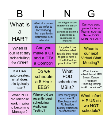 Staff Meeting BINGO! Bingo Card