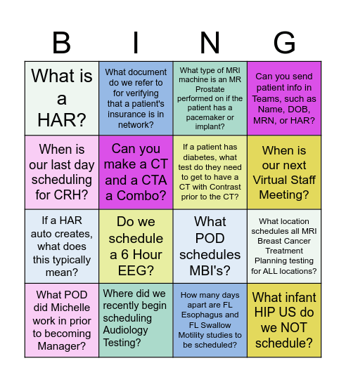 Staff Meeting BINGO! Bingo Card