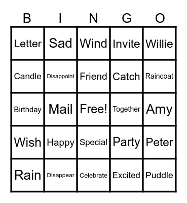 A Letter To Amy Bingo Card