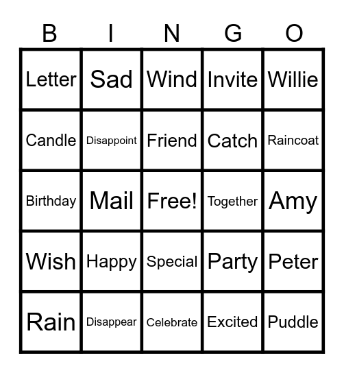 A Letter To Amy Bingo Card