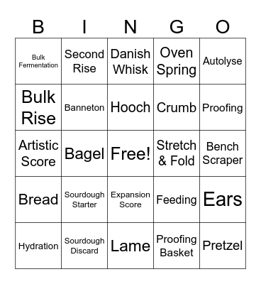 Sourdough BINGO Card