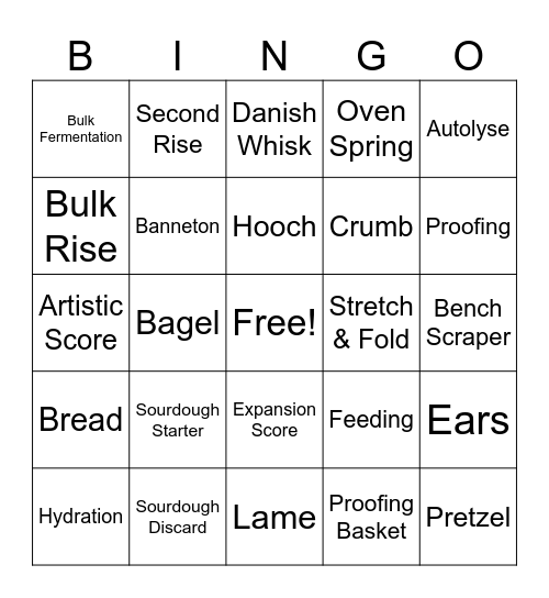 Sourdough BINGO Card
