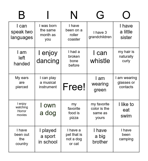 PAINT N SIP BINGO Card