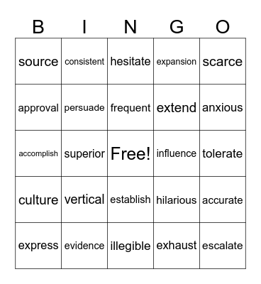 Untitled Bingo Card
