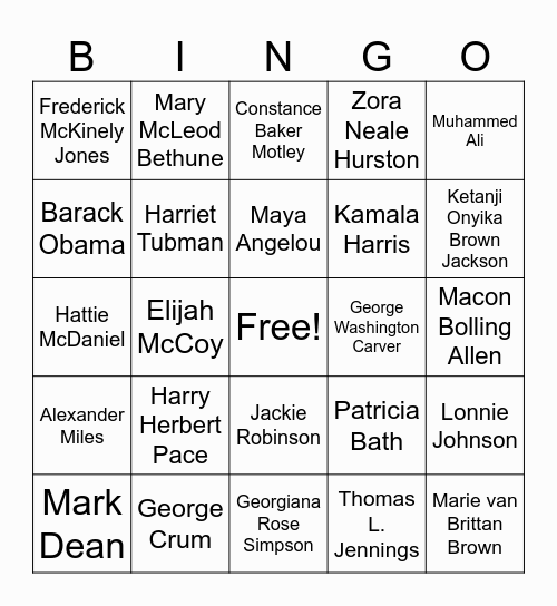 BLACK HISTORY BINGO Card