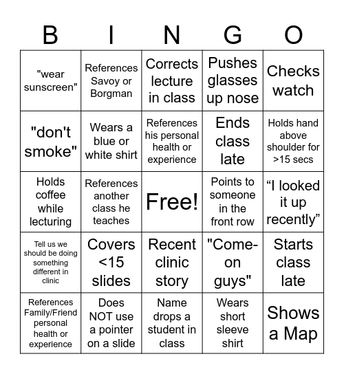 McGriddle Bingo Card