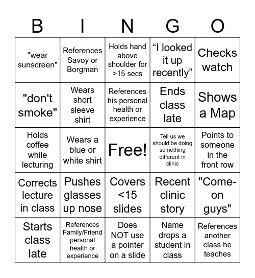 McGriddle Bingo Card