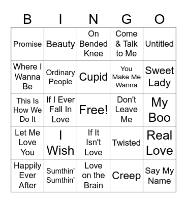 AABA R&Bingo - Just the Other Day Bingo Card