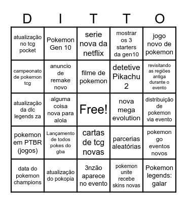 Pokémon Presents Bingo Card