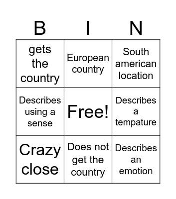 Geo Bingo Card