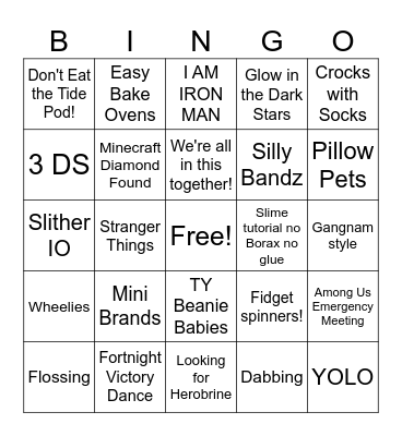 2000s Retro Bingo Card