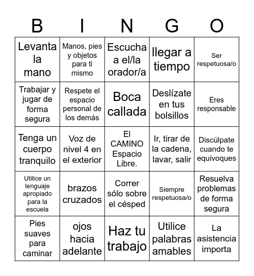 Bingo Edison WAY en español Bingo Card