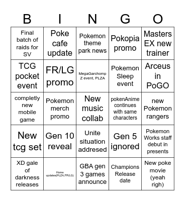 Presents 30th Bingo Card