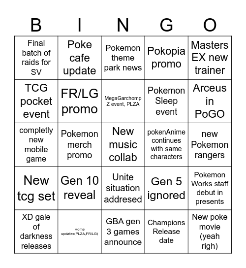 Presents 30th Bingo Card