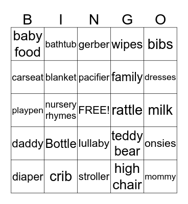 Isaac and Joyce's Baby Shower BINGO Card