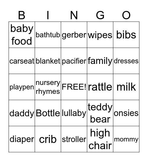 Isaac and Joyce's Baby Shower BINGO Card