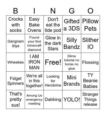 2000s Bingo! Bingo Card