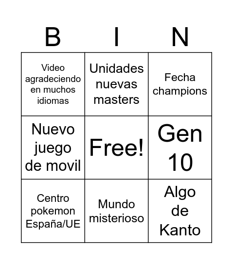 Untitled Bingo Card